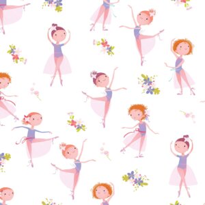 Papel de Parede Bailarina e Flores Quarto de Menina