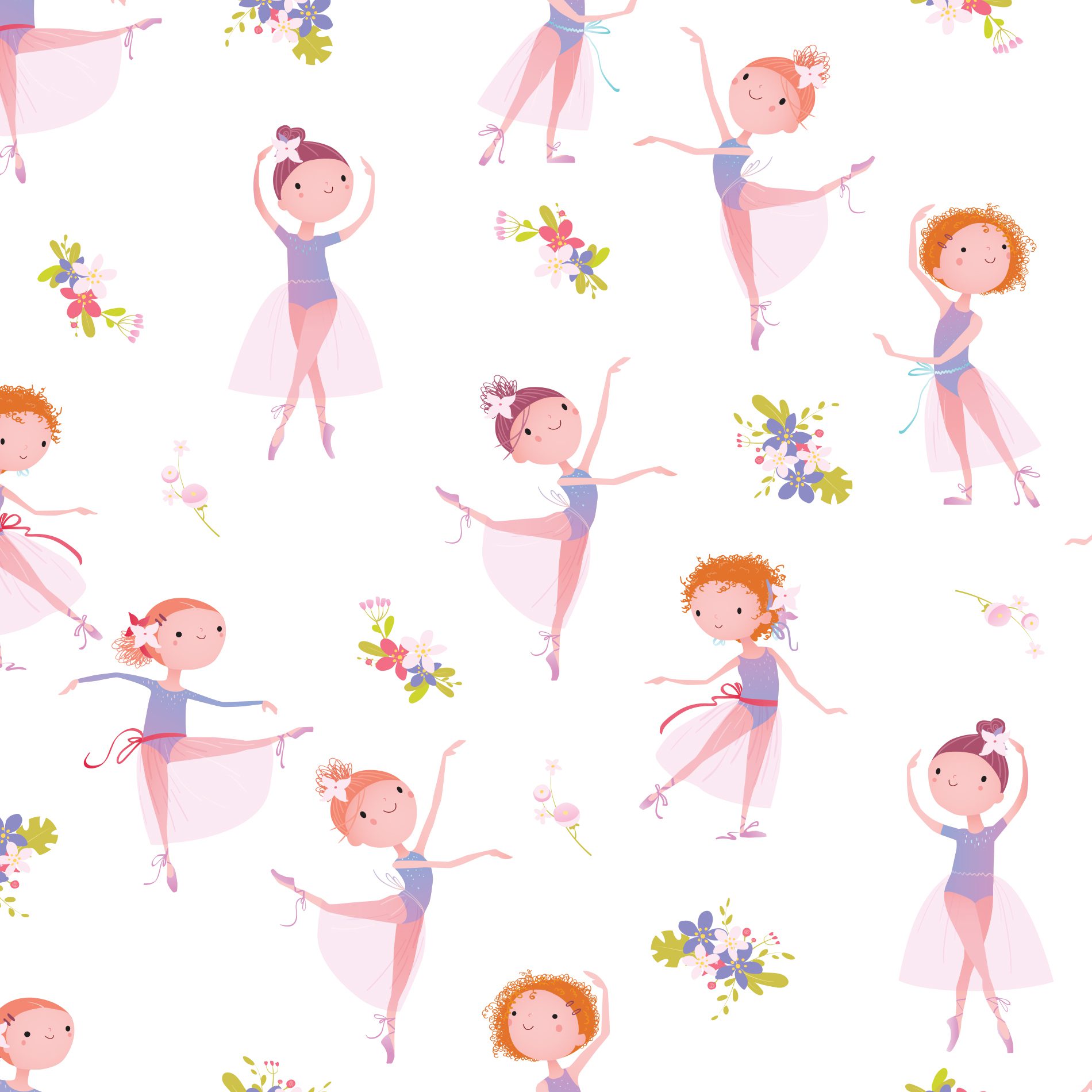 Papel de Parede Bailarina e Flores Quarto de Menina
