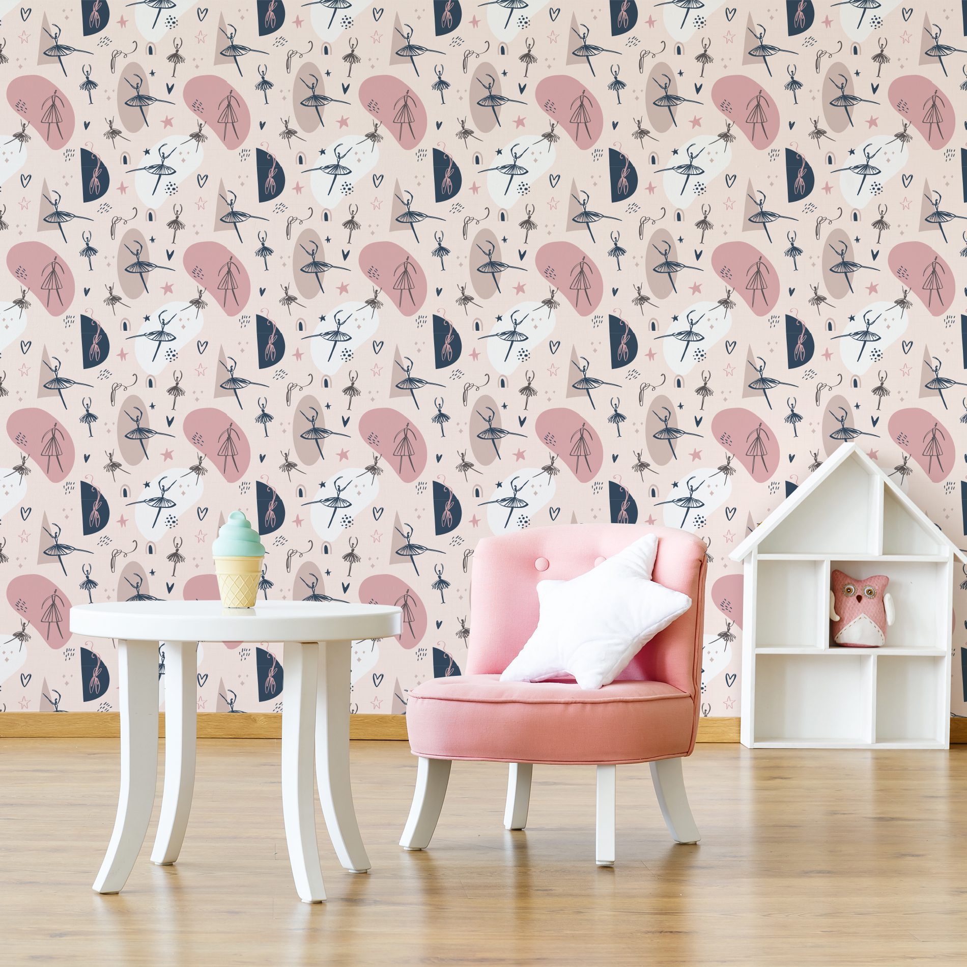 Papel de Parede Bailarina Minimalista Quarto Menina 57x270cm,Papel de Parede Bailarina Minimalista Quarto Menina 57x270cm