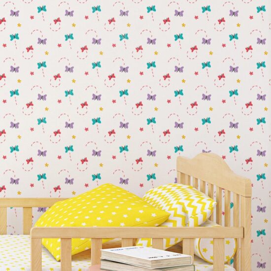 Papel de Parede Borboletas Coloridas Adesivo 2,70×0,57m