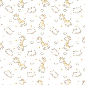 Papel de Parede Infantil Girafa e Hipopótamo 2,70x0,57m