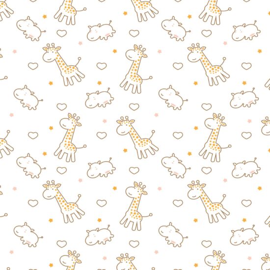Papel de Parede Infantil Girafa e Hipopótamo 2,70×0,57m