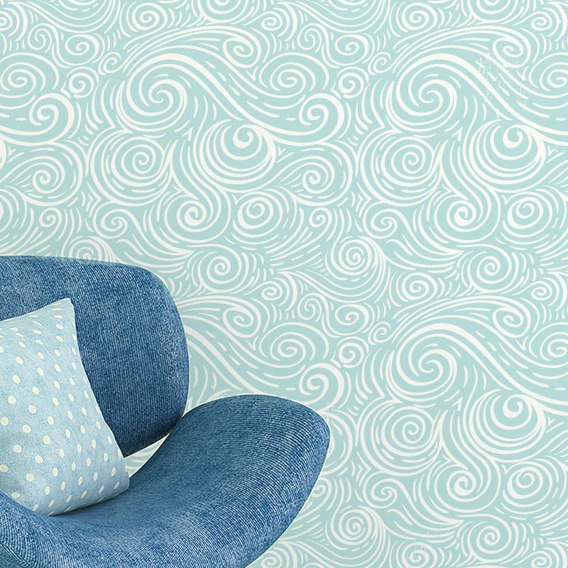 Papel de Parede Azul Ondas Abstrato