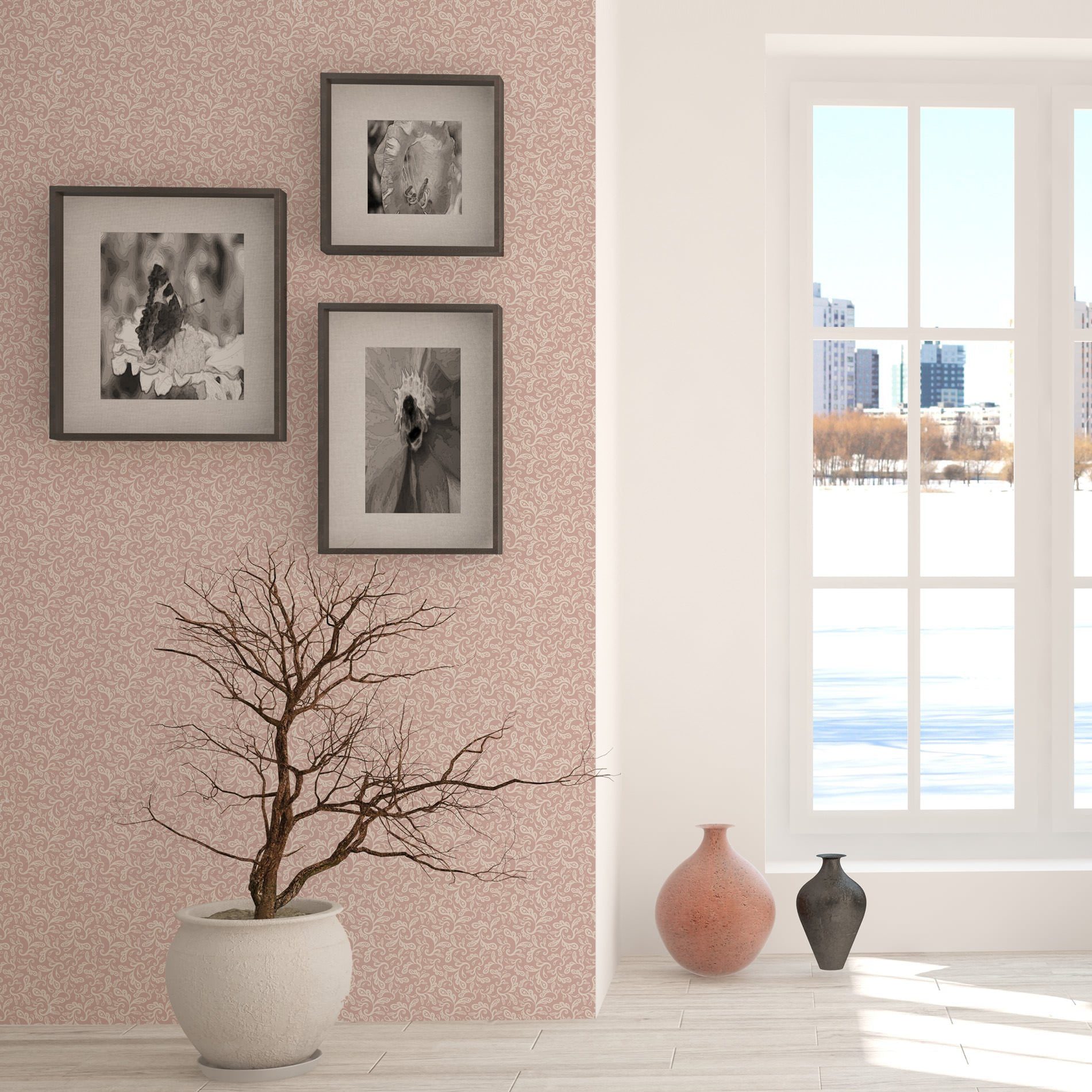 Papel de Parede Arabesco Rosa