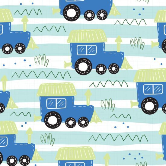 Papel de Parede Adesivo Infantil Trenzinho Azul 2,70×0,57m