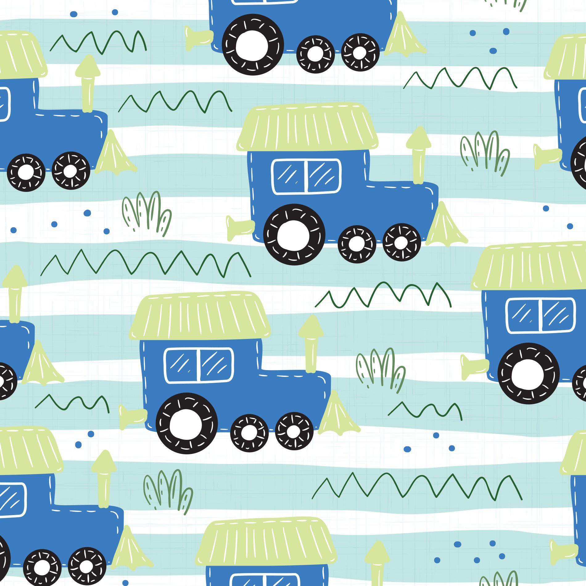 Papel de Parede Adesivo Infantil Trenzinho Azul