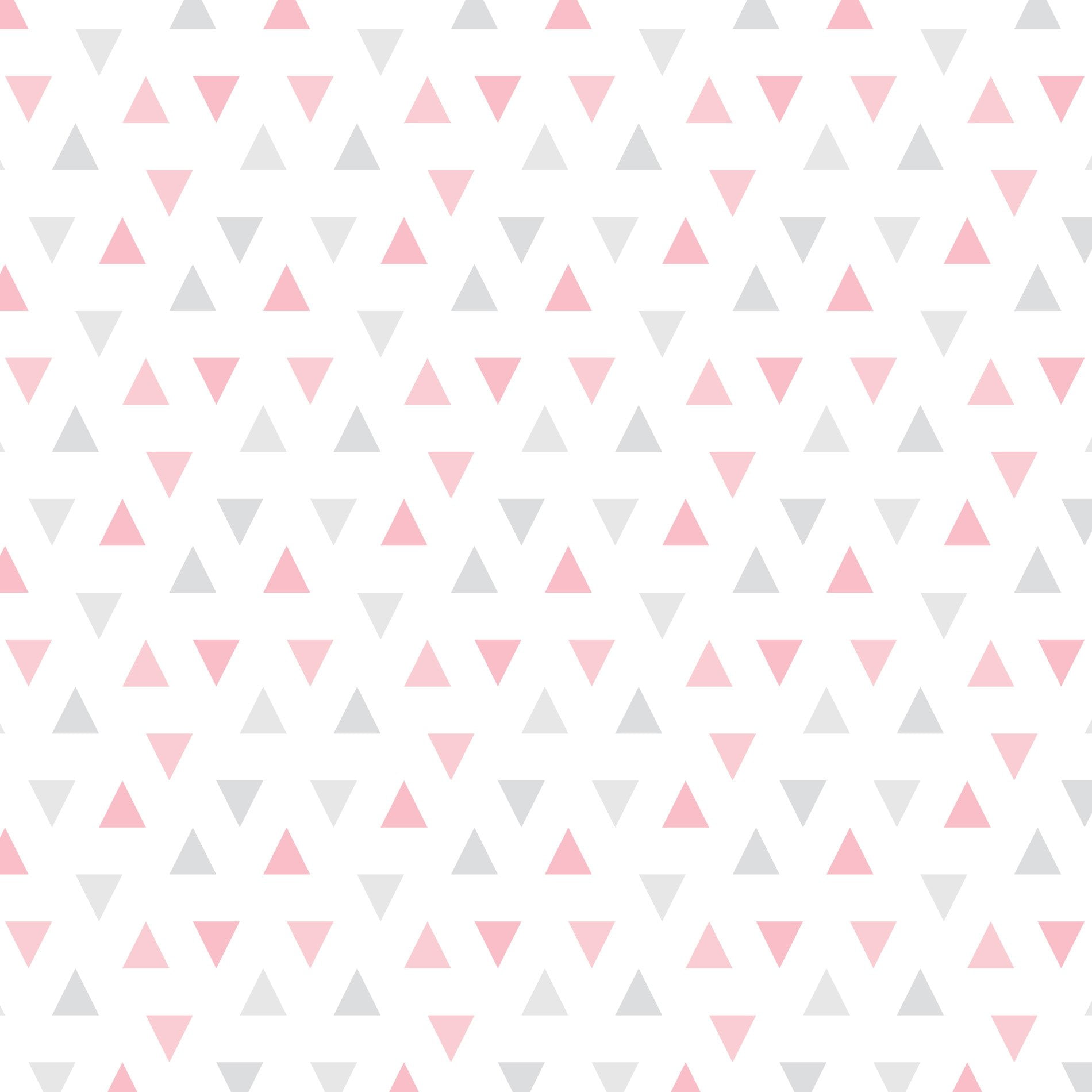 Papel de Parede Adesivo Triângulo Rosa e Cinza