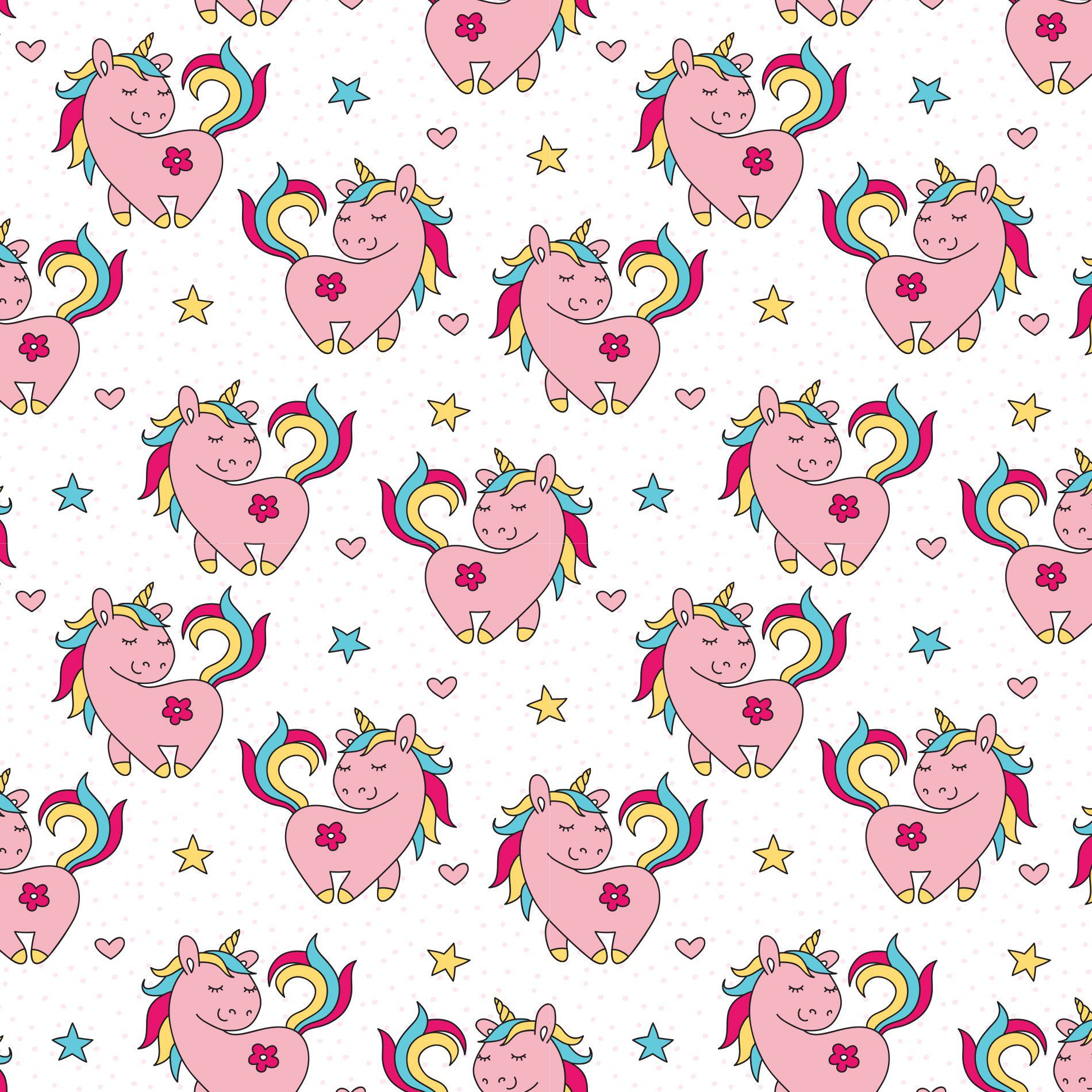 Papel de Parede Adesivo Infantil Unicórnio Rosa