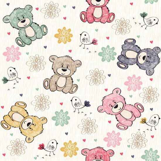 Papel de Parede Ursos Coloridos Infantil 2,70×0,57m