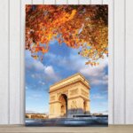 Placa Decorativa Foto Paris Arco do Triunfo Flores MDF 30x40