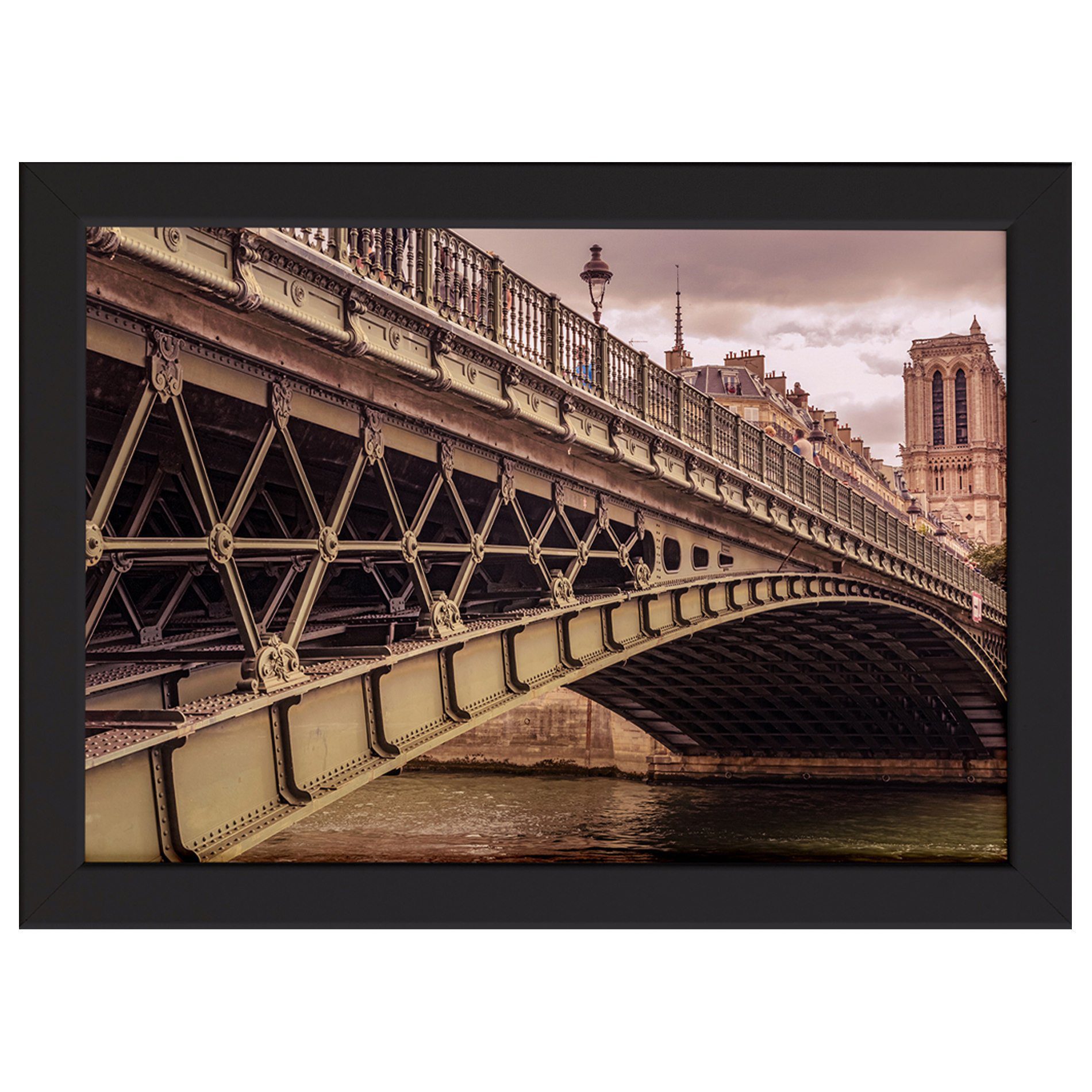 Quadro Foto Paris Ponte Moldura Preta