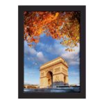 Quadro Foto Paris Arco do Triunfo Flores Moldura Preta 22x32
