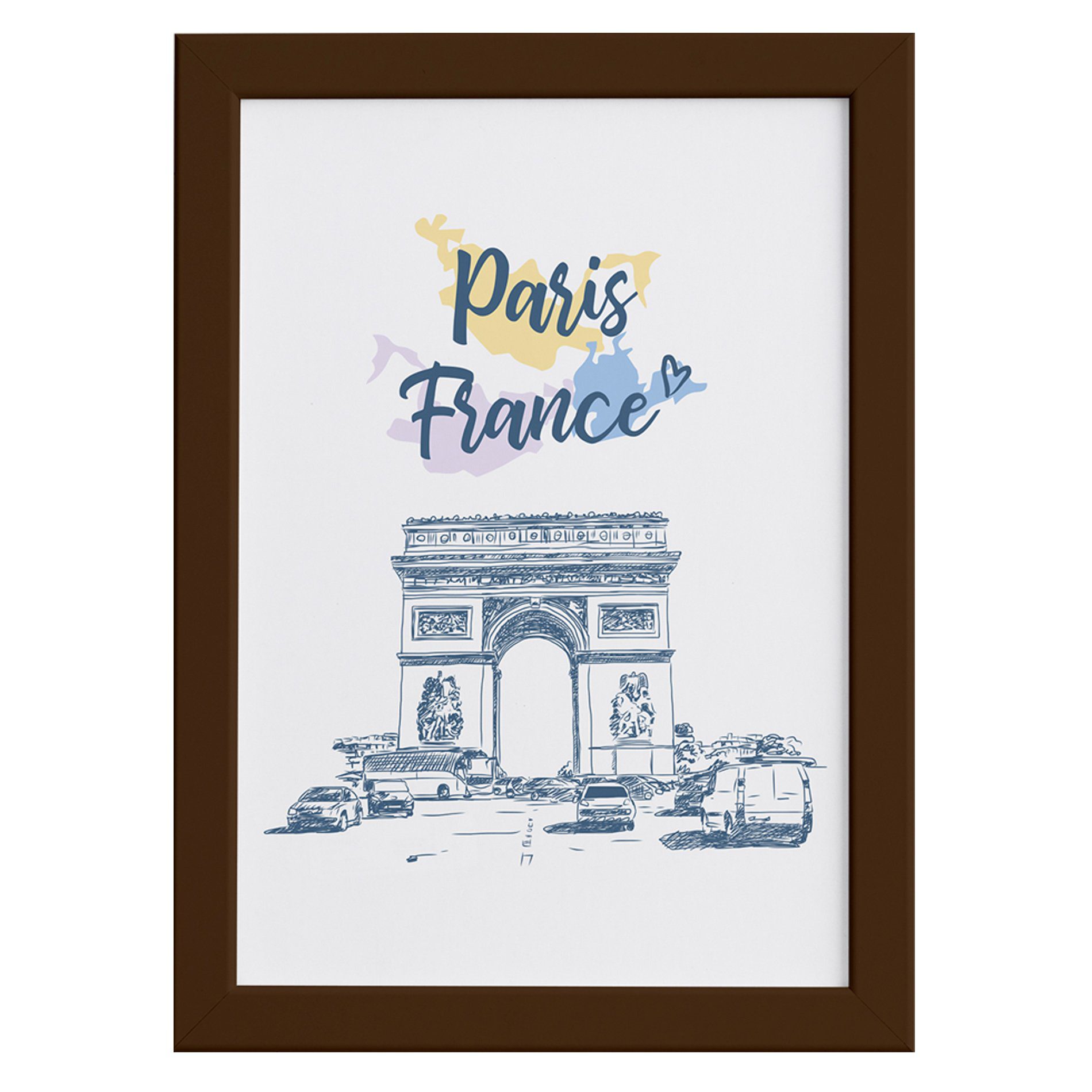 Quadro Paris Arco Triunfo França Moldura Marrom
