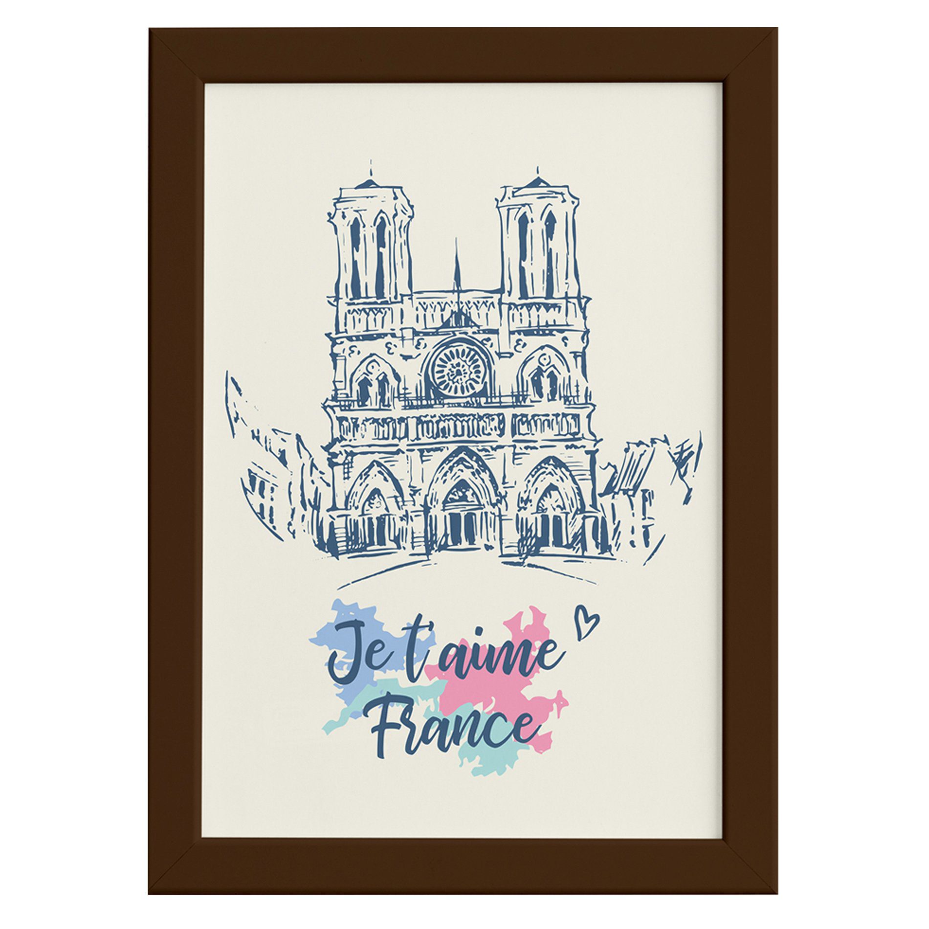 Quadro Paris Notre Dame Moldura Marrom