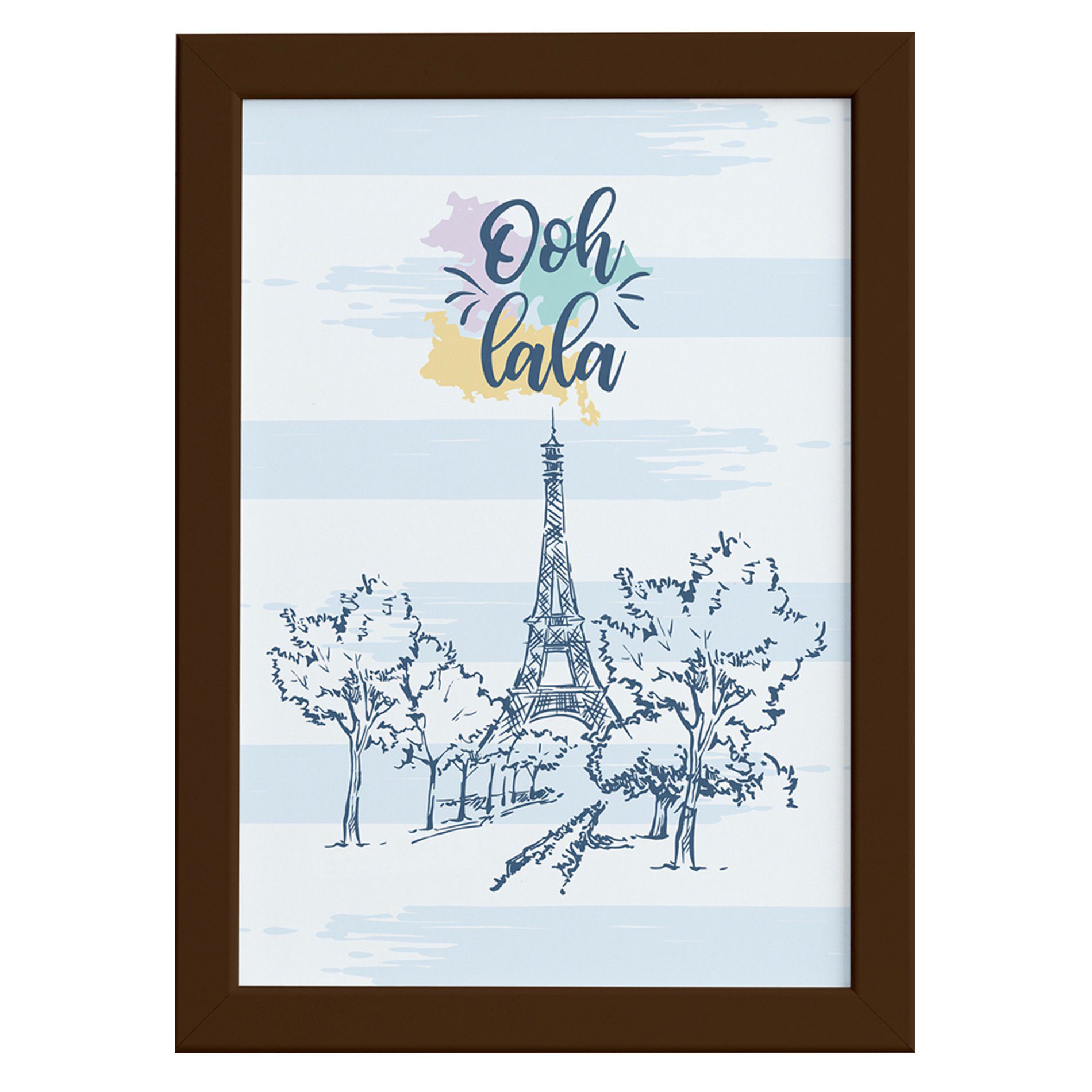 Quadro Paris França Oolala Moldura Marrom