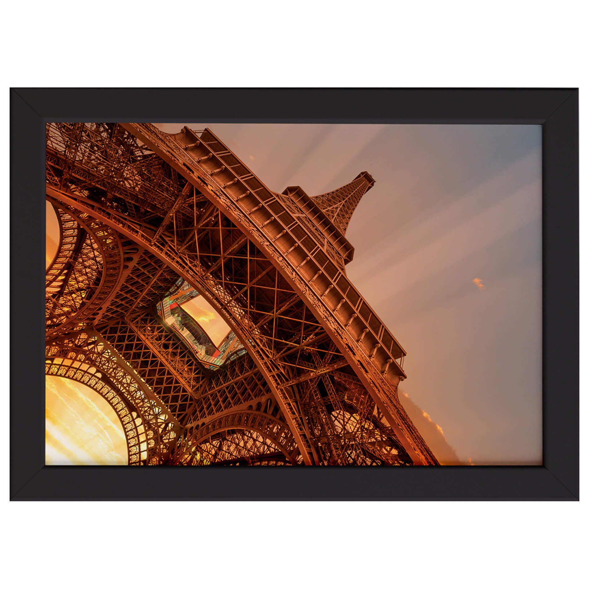 Quadro Foto Paris Torre Eiffel Sol Moldura Preta