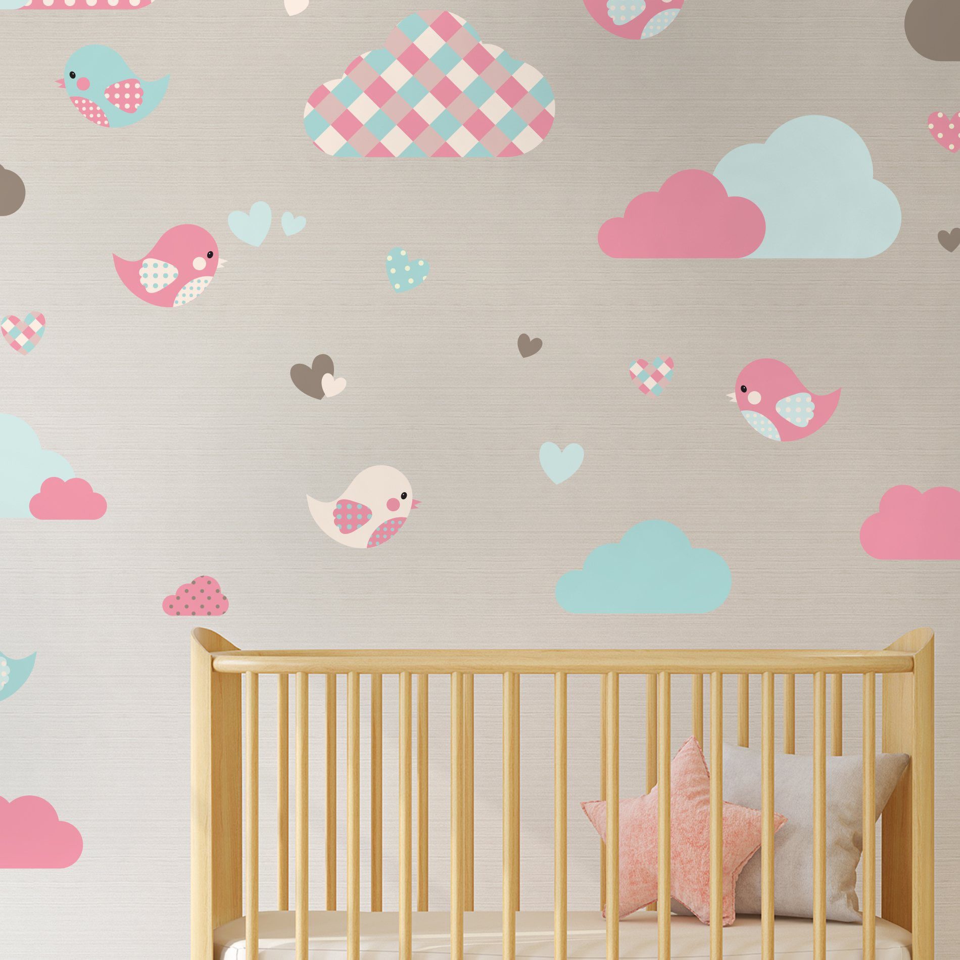 Adesivo de Parede Nuvens e Pássaros