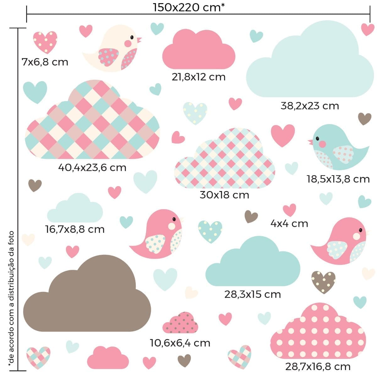 Adesivo de Parede Nuvens e Pássaros