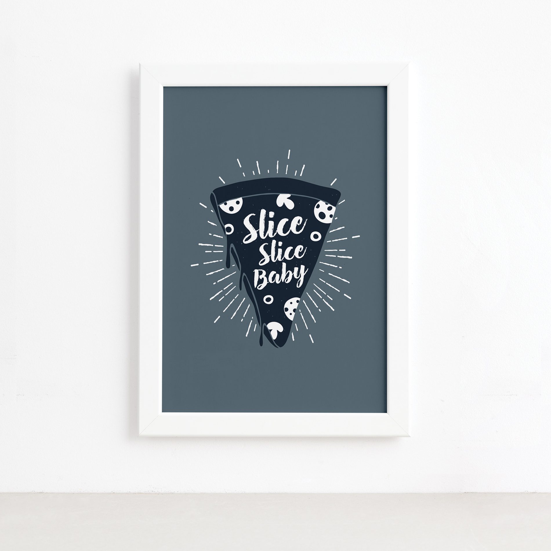 Quadro Pizza Cozinha Pedaço Moldura Branca 22x32cm,Quadro Pizza Cozinha Pedaço Moldura Branca 22x32cm