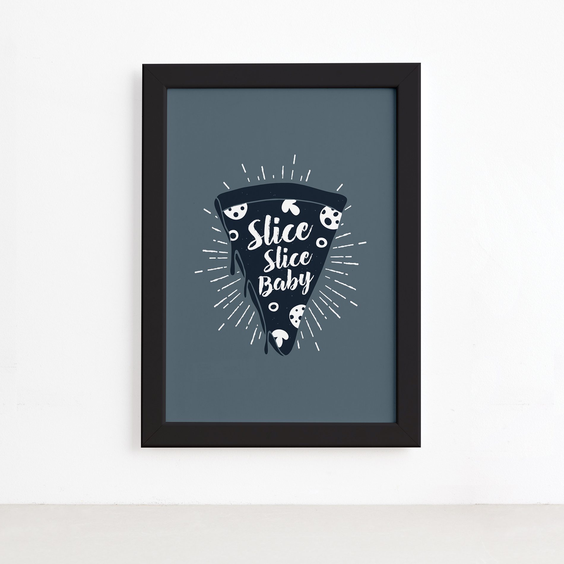 Quadro Pizza Cozinha Pedaço Moldura Preta 22x32cm,Quadro Pizza Cozinha Pedaço Moldura Preta 22x32cm