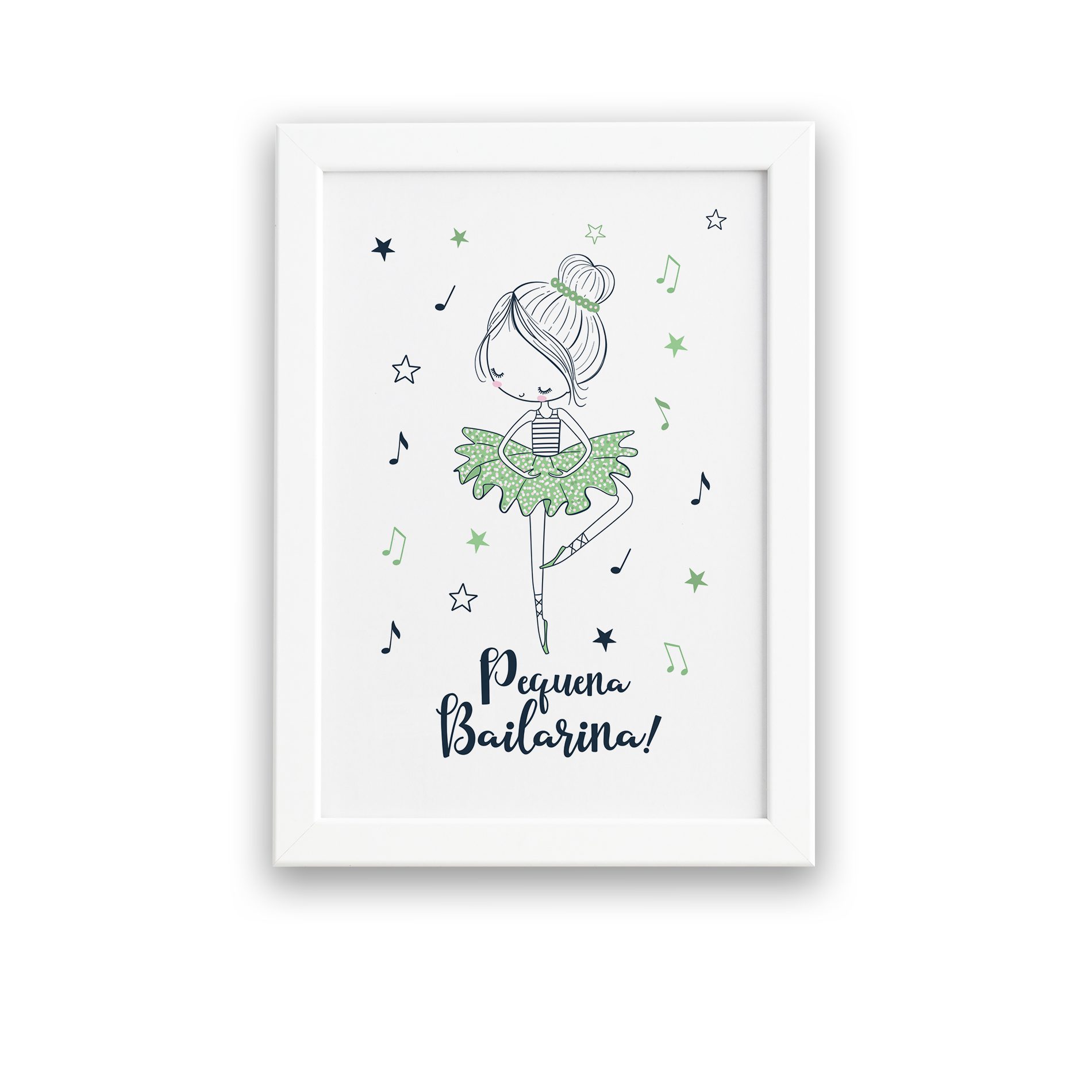 Quadro Frase Pequena Bailarina para Menina Mold Branca 22x32