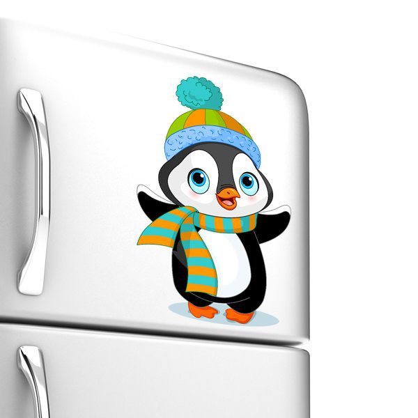 Adesivo de Geladeira Pinguim Agasalhado 25x16