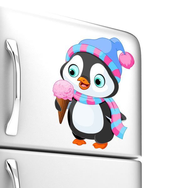 Adesivo de Geladeira Pinguim com Sorvete 25x18