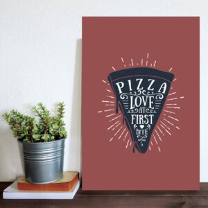 Placa Decorativa MDF Pizza Frase Mordida Inglês 30x40cm