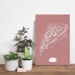 Placa Decorativa MDF Pizza Rosa 30x40cm