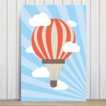 Placa Decorativa MDF Infantil Balão e Nuvens 30x40cm