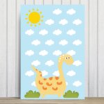 Placa Decorativa Infantil Dinossauro Baby 2 Amarelo 30x40cm