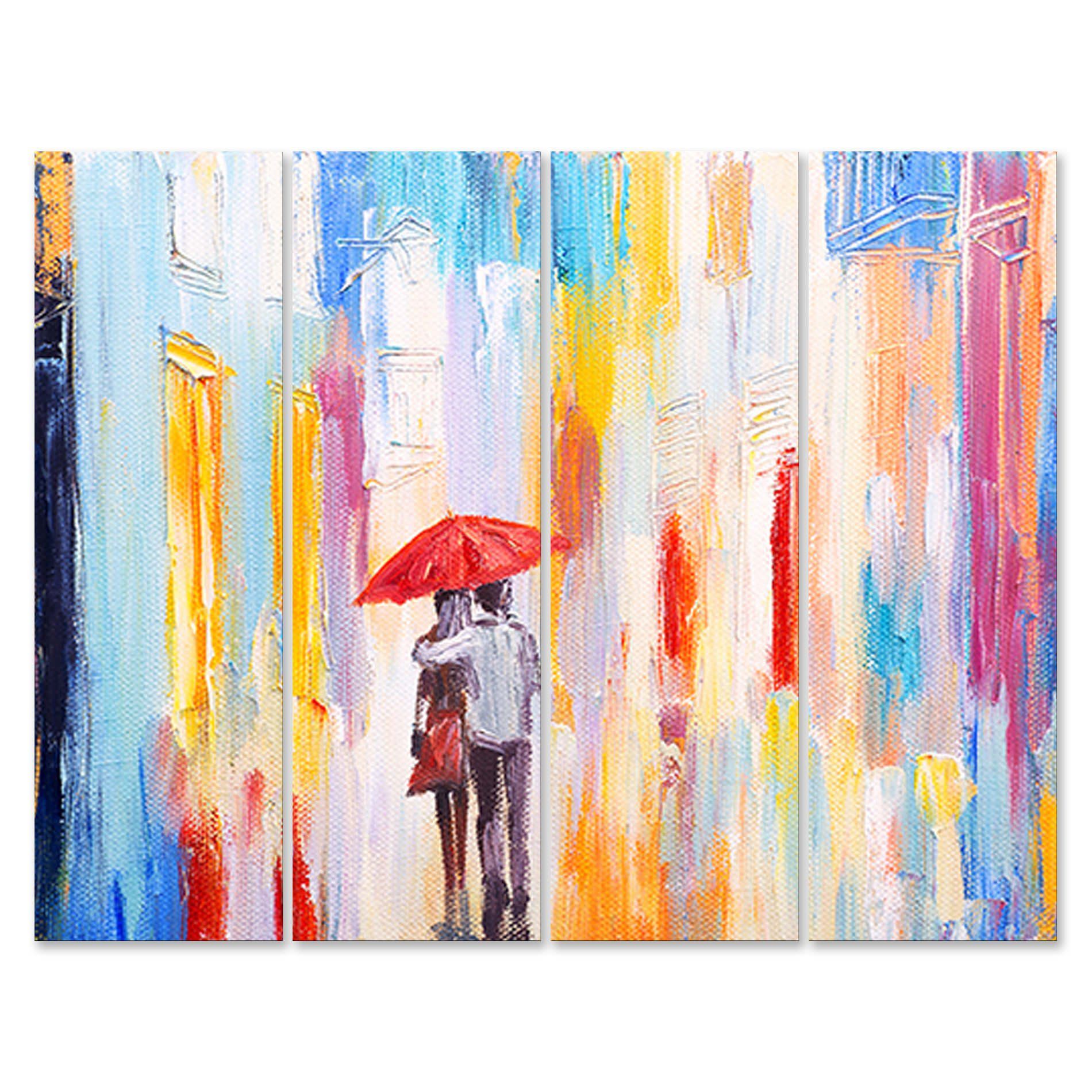 Placa Painel Decorativa em MDF Foto Casal Chuva de Cores