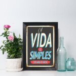 Quadro Decorativo Frase A Vida é Simples 33x43 Moldura Preta