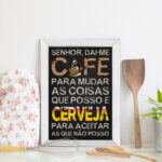 Quadro Decorativo Cozinha Café e Cerveja 22x32cm Moldura Branca