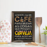 Quadro Decorativo Cozinha Café e Cerveja 22x32cm Moldura Marrom