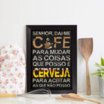 Quadro Decorativo Cozinha Café e Cerveja 22x32cm Moldura Preta