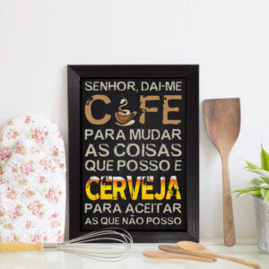 Quadro Decorativo Cozinha Café e Cerveja 22x32cm Moldura Preta