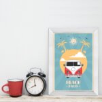 Quadro Vintage Kombi Verão 22x32cm Moldura Branca