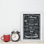 Quadro Decorativo com Moldura Branca Menu 22x32cm