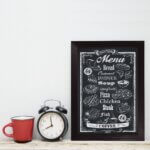 Quadro Decorativo com Moldura Preta Menu 22x32cm