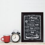 Quadro Decorativo com Moldura Preto Menu 33x43cm