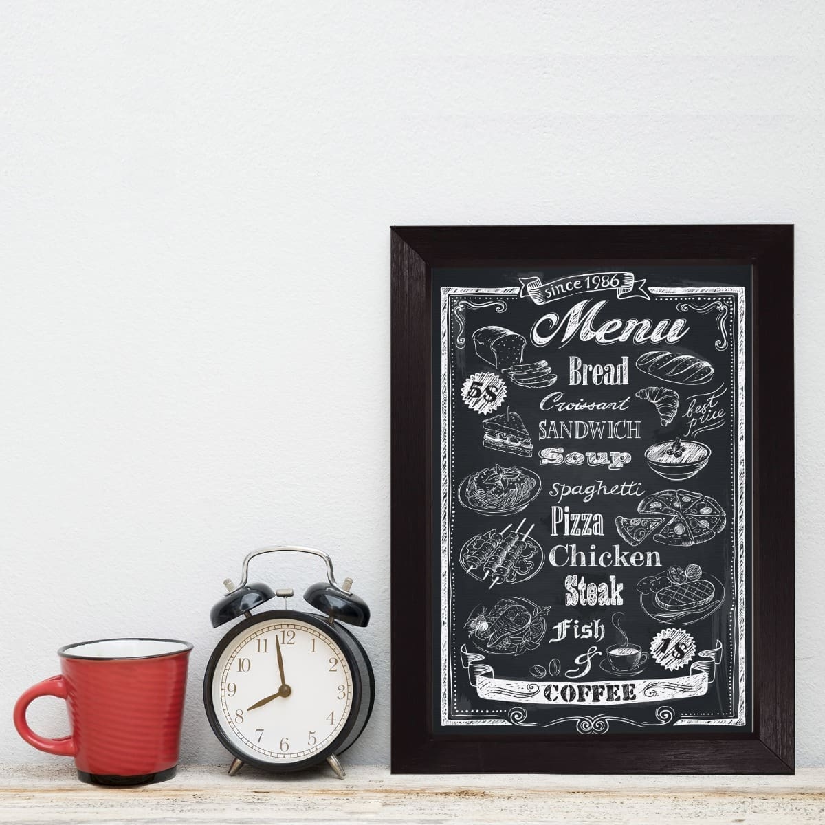 Quadro para Cozinha Menu Restaurante Moldura Preta