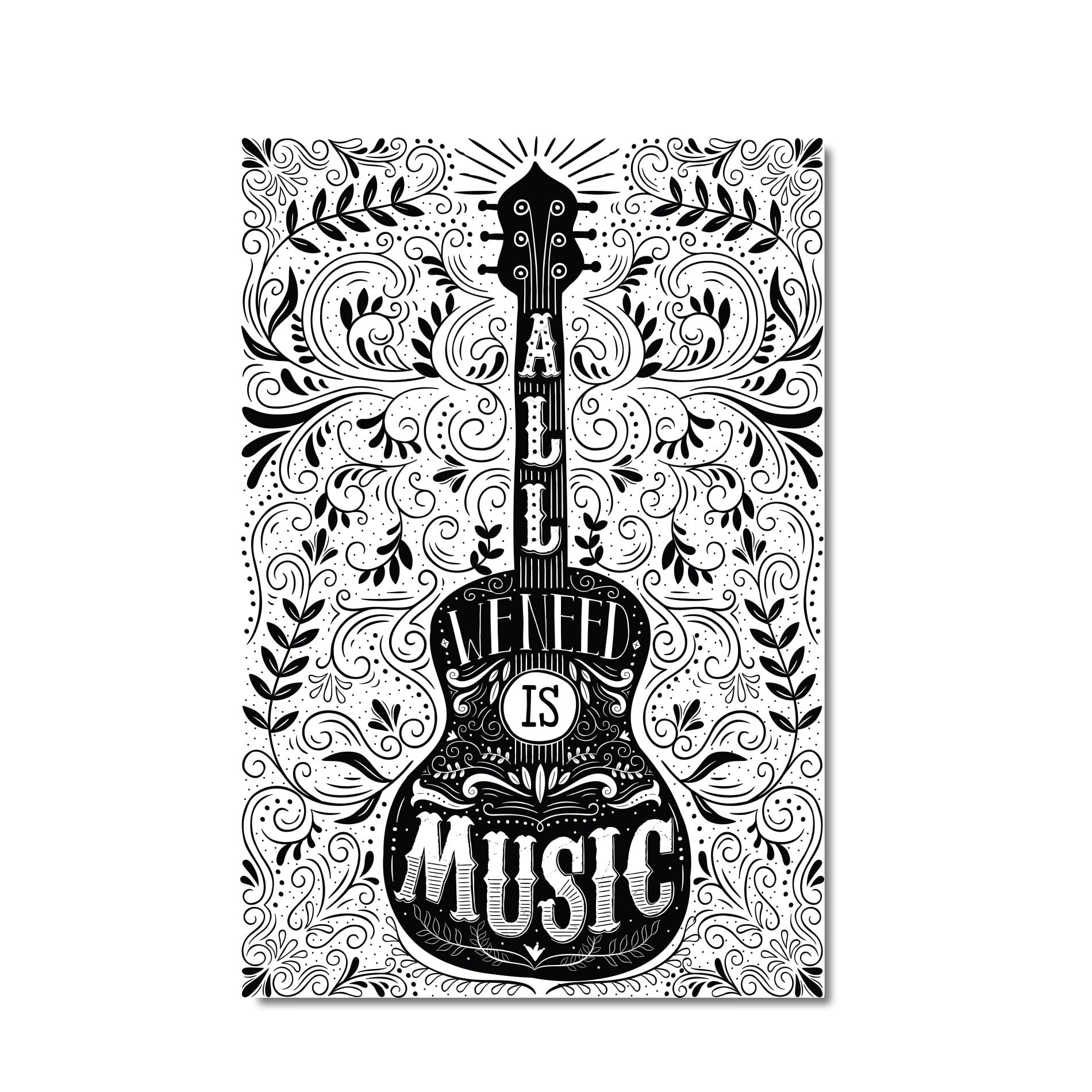 Placa Decorativa MDF All We Need Is Music