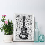 Quadro Frase Musica All You Need is Music 22x32 Moldura Branca