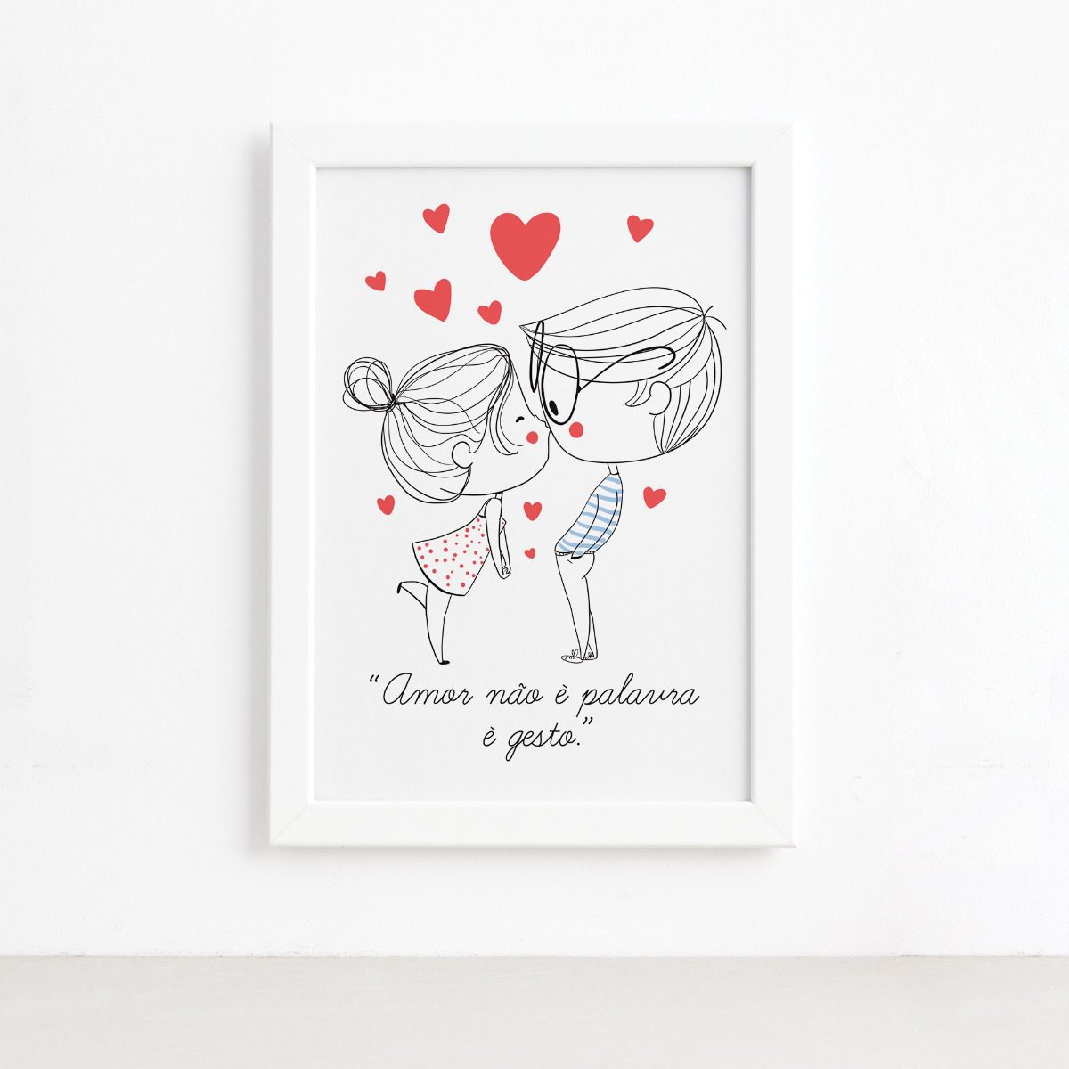 Quadro Frase Namorados Moldura Branca