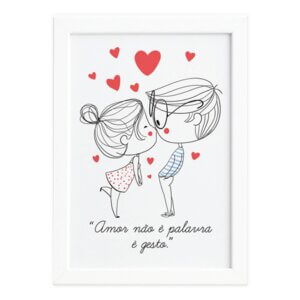 Quadro Frase Namorados Moldura Branca