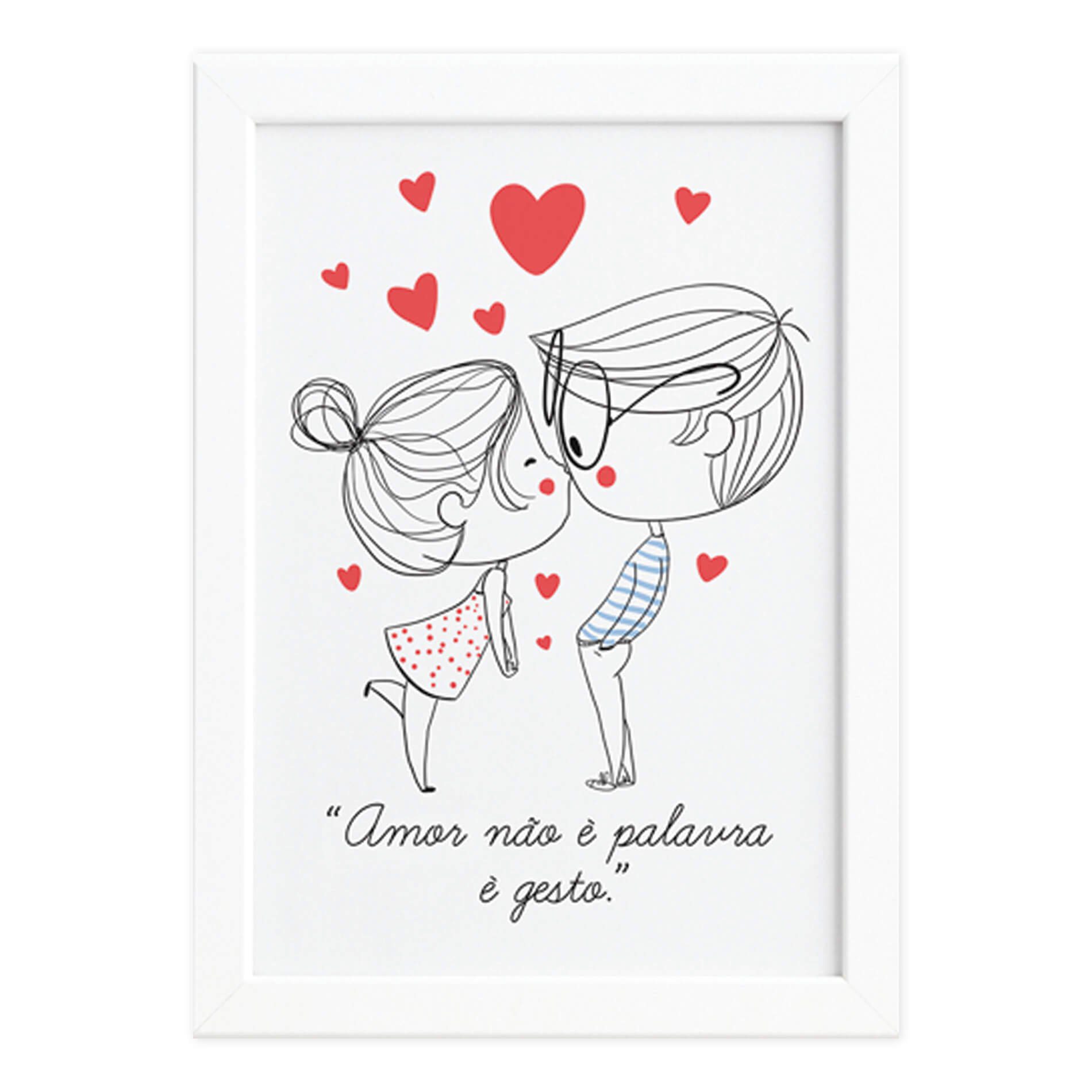 Quadro para Quarto Frase Amor Gesto Moldura Branca
