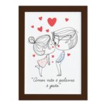 Quadro para Quarto Frase Amor Gesto Moldura Marrom 33x43cm