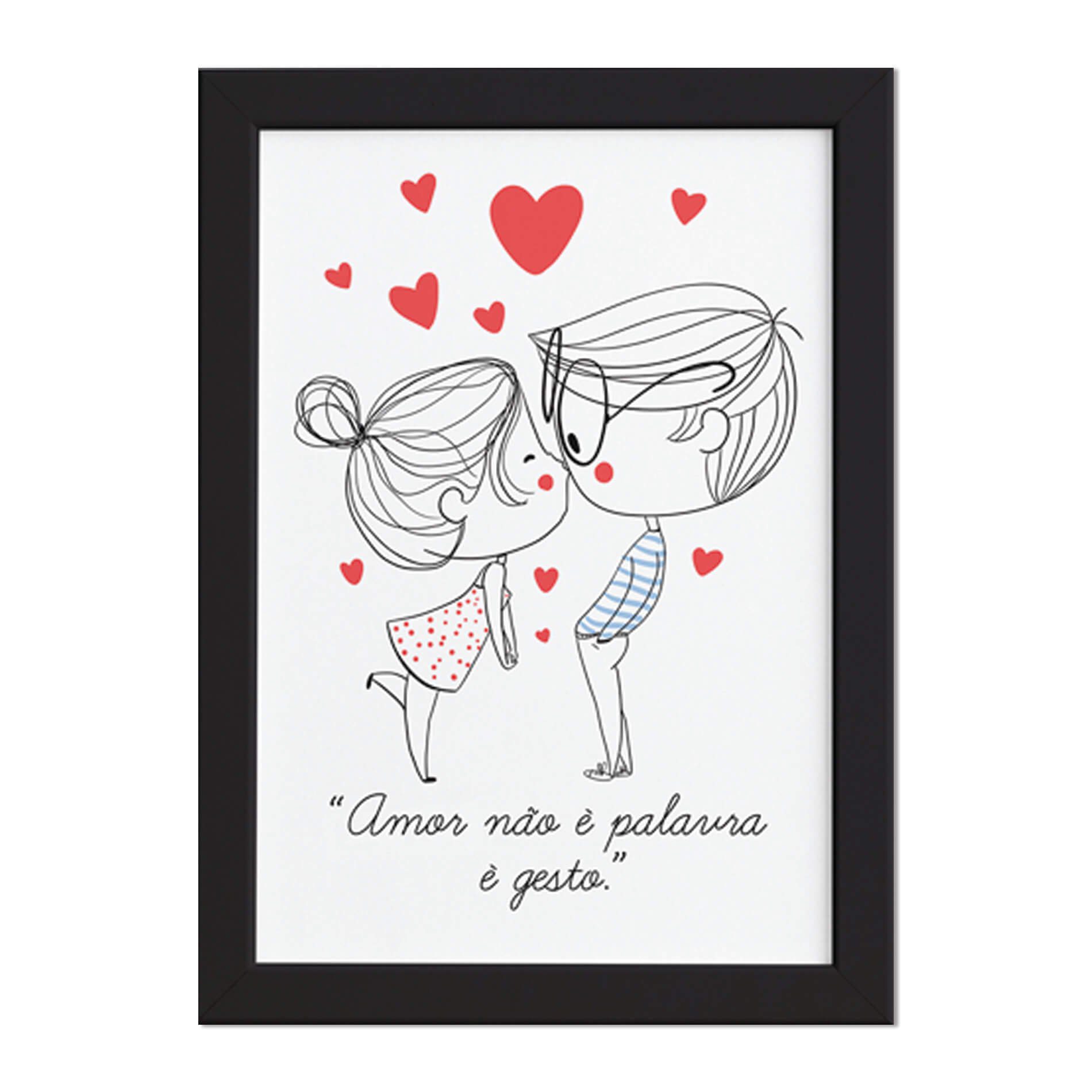 Quadro para Quarto Frase Amor Gesto Moldura Preta