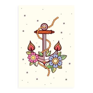 Placa Decorativa Vintage MDF Marinha Âncora 30x40cm